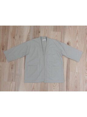 WOMN. Linen Blend Chore Coat Utility Kimono Jacket Relaxed Natural size Small